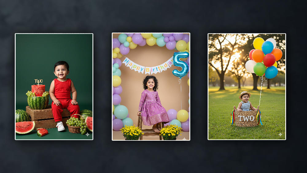 How to make Best beautifull kids birthday photo editing with AI